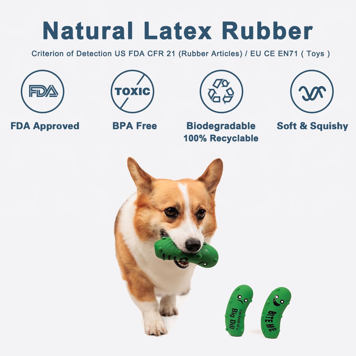 **Durable Squeaky Dog Toys for Medium Dogs - Soft Latex Chew Ball with Funny Crunchy Pickle Design - Perfect for Playtime, Training & Interactive Fun**