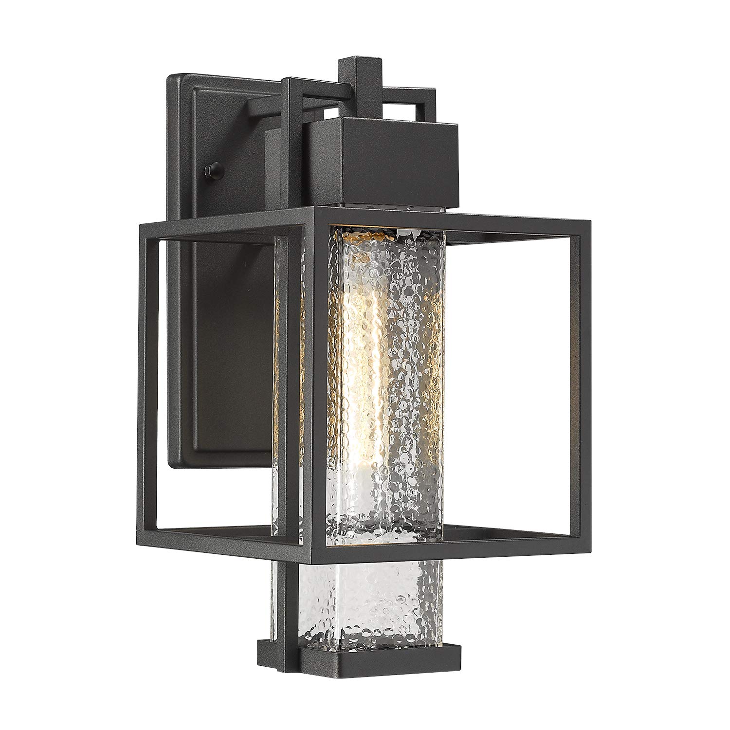 Osimir Black Outdoor Wall Lantern with Bubble Glass Shade - Modern Exterior Wall Sconce Lighting Fixture for Porch, Patio & Garden - Weather-Resistant 1-Light Outdoor Wall Lamp for Home & Commercial Use