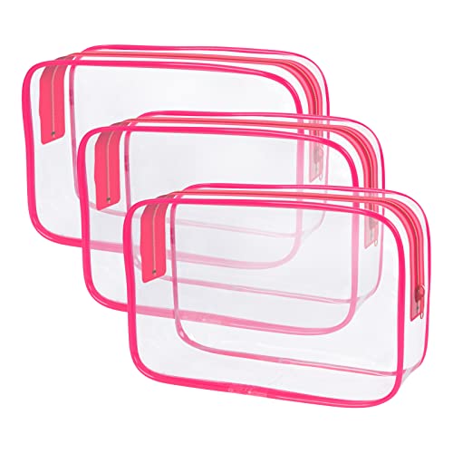 Clear Makeup Bag 3-Pack - TSA Approved Travel Toiletry Organizer for Women & Men | Perfect for Air Travel & Daily Use