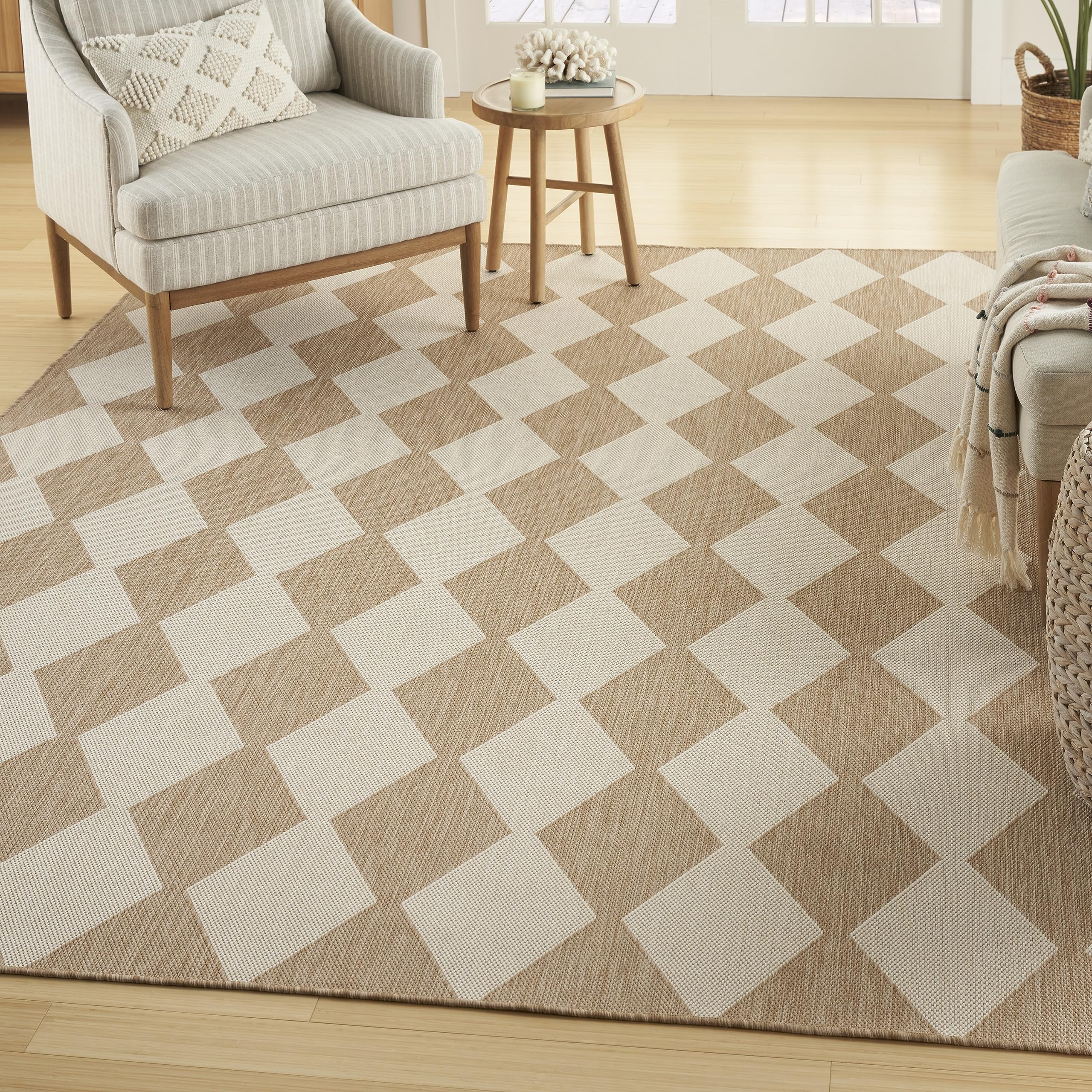 Nourison Positano 5' x 7' Indoor/Outdoor Jute Area Rug - Easy to Clean, Non-Shedding, Durable for Bedroom, Living Room, Dining Room | Perfect for Backyard, Deck, Patio & High-Traffic Areas