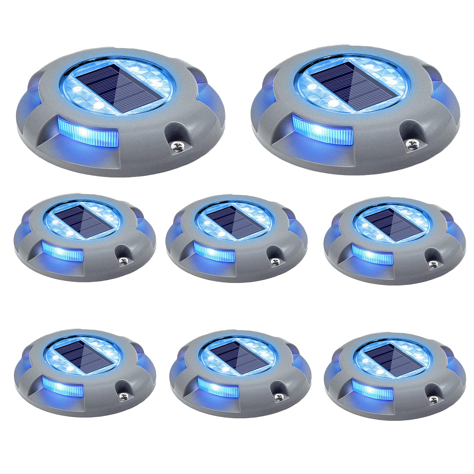 8pcs Solar Step Lights Outdoor Waterproof LED Solar Deck Lights - IP68 Waterproof Solar Powered Pathway Lights for Driveway, Sidewalk, Garden, Yard, Patio & Stairs - Energy Efficient Blue LED Night Lighting for Safety & Decoration