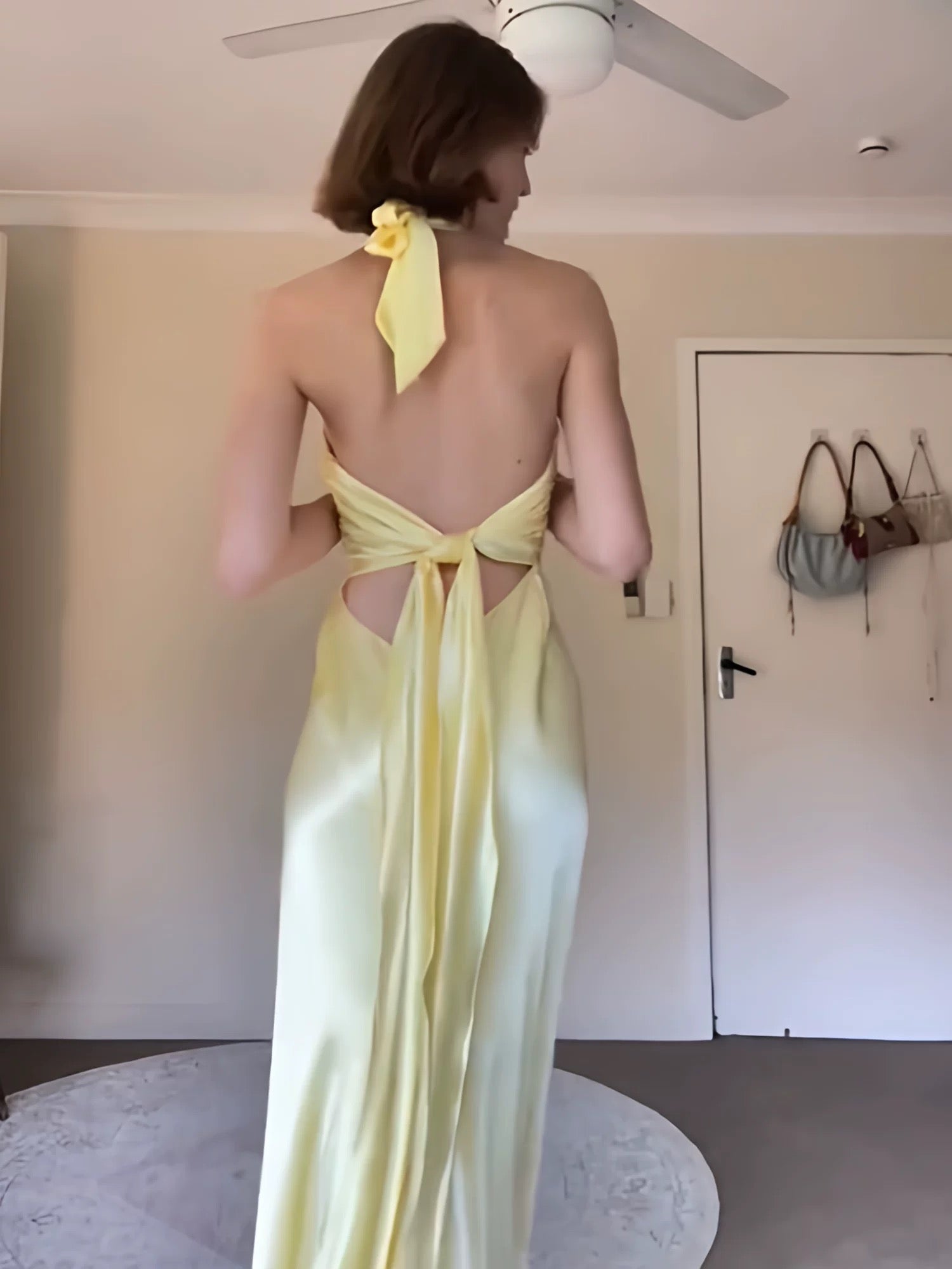 Elegant Halter Mermaid Yellow Prom Dress - Backless Satin Evening Gown J6489 for Homecoming, Pageants & Formal Events