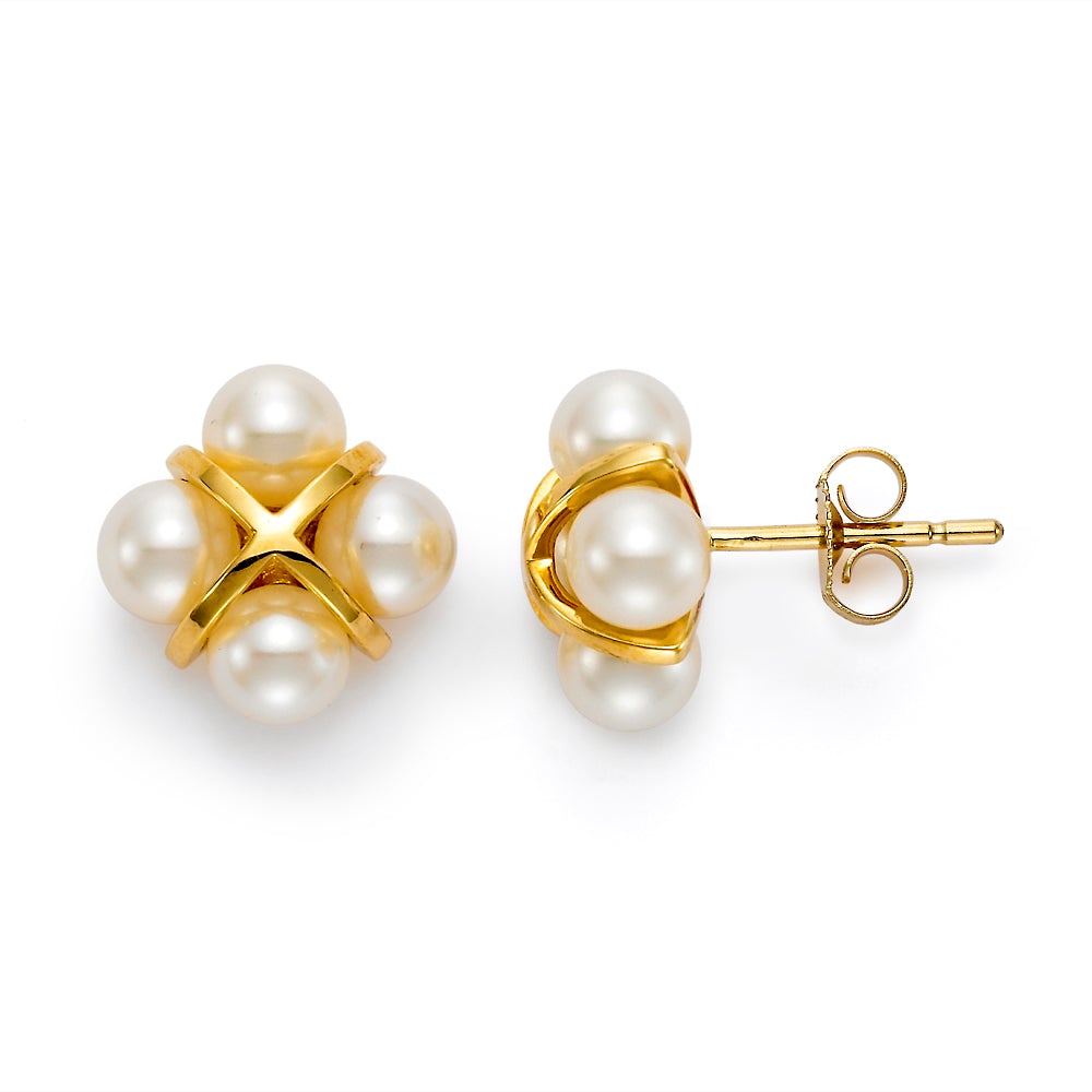 Pearl and Gold Cross Earrings for Women - Elegant Religious Jewelry Gift for Church, Wedding, and Special Occasions