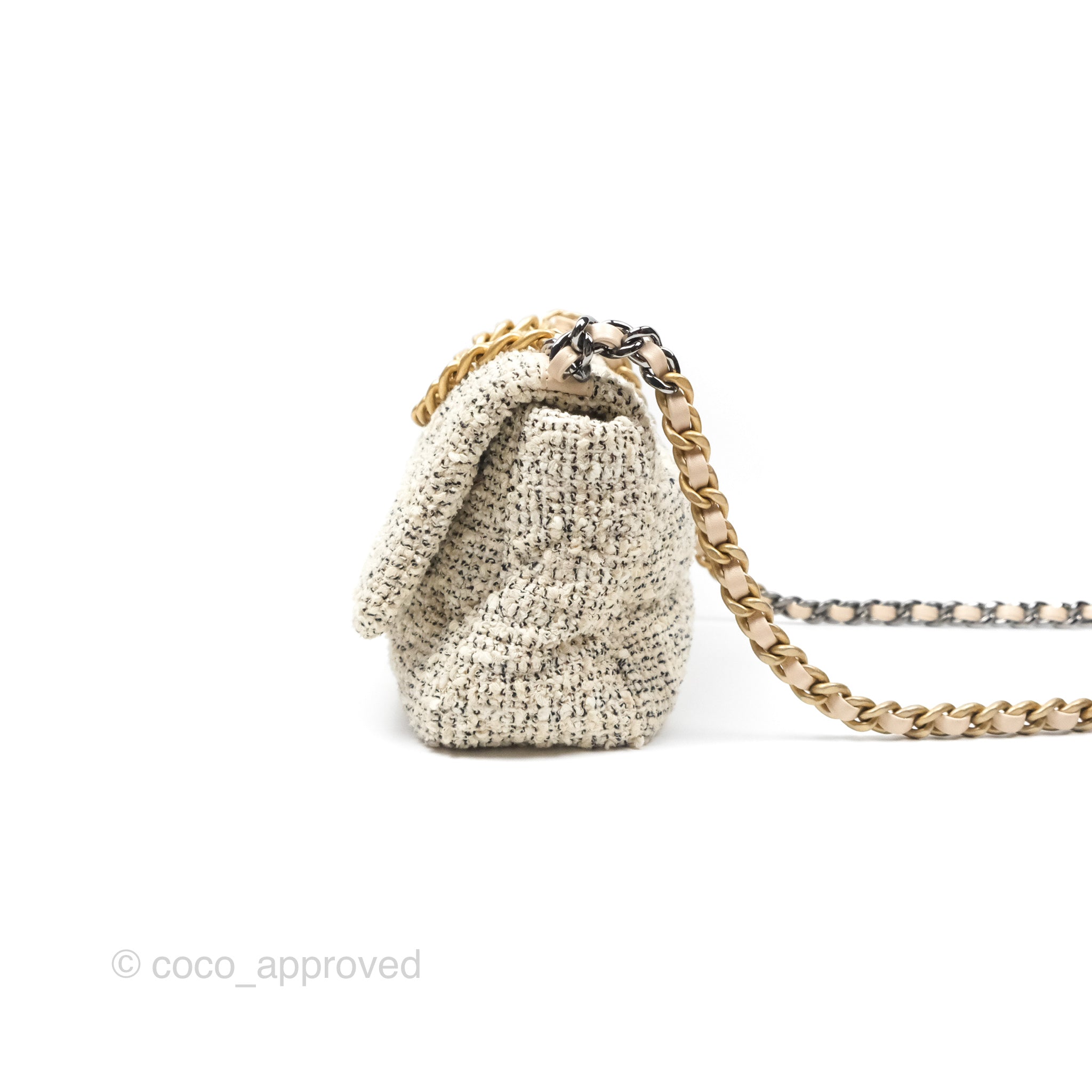 Chanel 19 Small Tweed Handbag in Oreo Cream with Mixed Hardware - Perfect for Work, Travel & Luxury Fashion Accessories