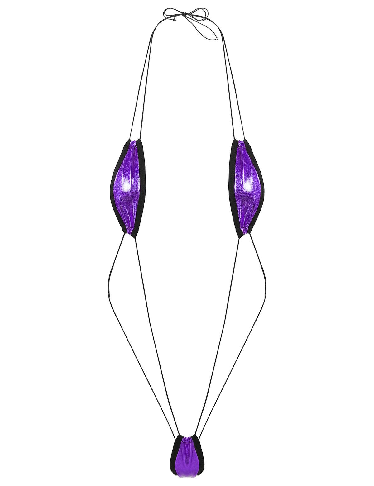 Freebily Women's One-Piece Micro Thong Bikini Swimwear - Sexy G-String Monokini Sling Shot Swimsuit for Beach, Pool Party & Summer Vacation
