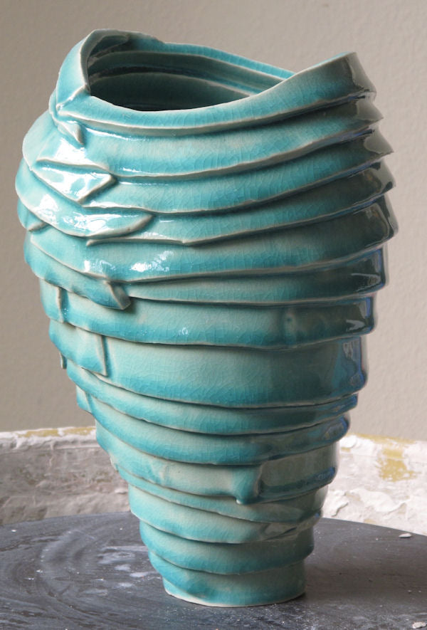 Coyote Crazed Copper Glaze Pottery - Handcrafted Ceramic Vase with Unique Crackle Finish - Perfect for Home Decor, Wedding Centerpieces & Rustic Table Settings