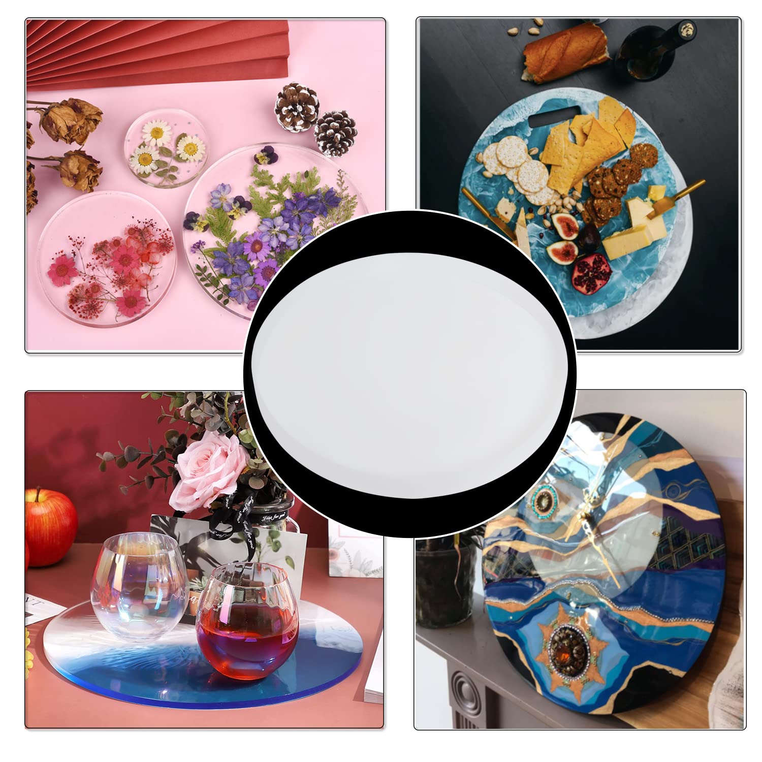 20 Inch Round Silicone Resin Table Molds with 3 Hairpin Legs - DIY Epoxy Resin Topdesk Mold for River Tables, Charcuterie Boards, and Home Decor - Perfect for DIY Art Projects, Wedding Centerpieces, and Modern Home Decoration