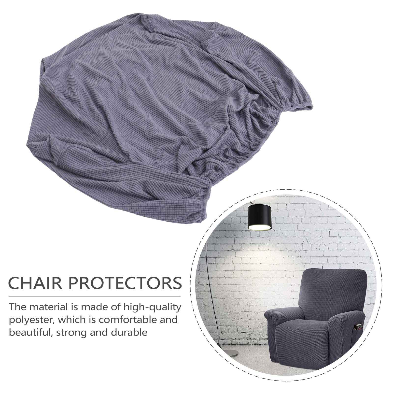 1PC Universal Stretch Chair Cover - Grey Plush Recliner Sofa Cover with Elastic Band, Anti-Slip Polyester Fabric for Living Room, Bedroom, Office, and Dining Room Furniture Protection