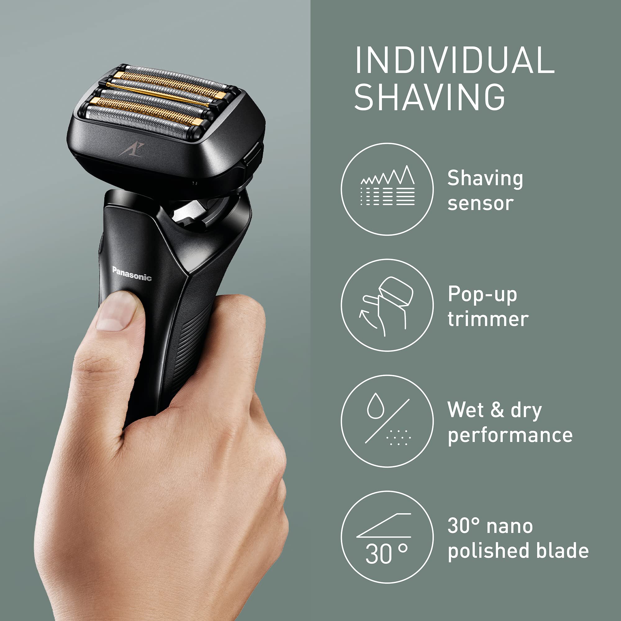 Panasonic ES-LS9A Men's Electric Shaver - 6-Blade Wet/Dry Rotary Razor with Cleaning & Charging Station - Smooth Shaving for Sensitive Skin - Perfect for Travel & Daily Grooming Routine