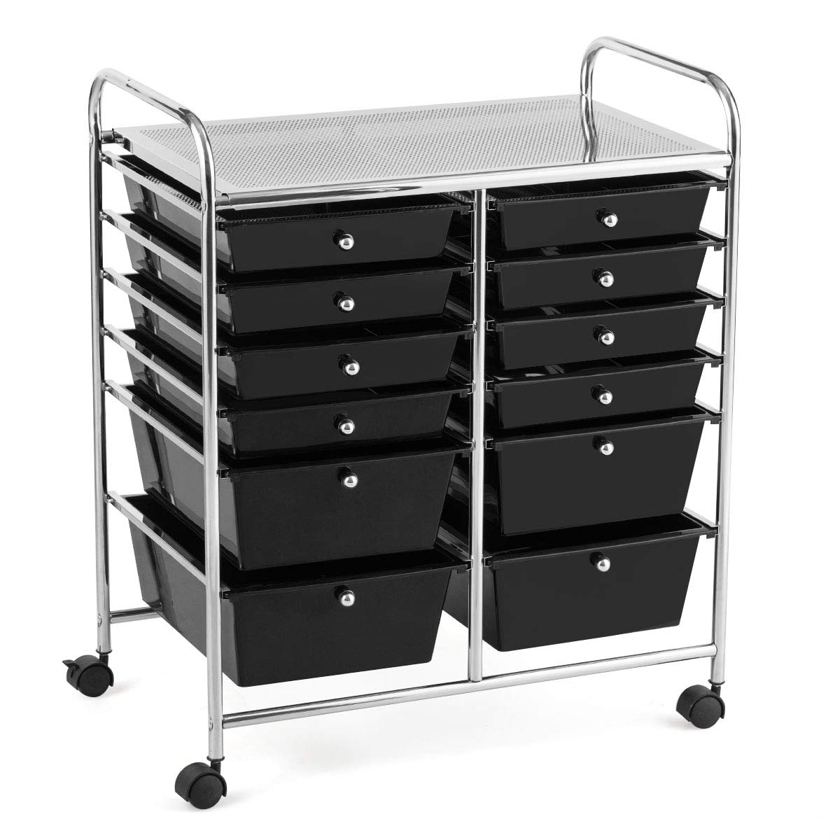 GOFLAME 12-Drawer Rolling Cart with Lockable Wheels for Office & Salon Storage