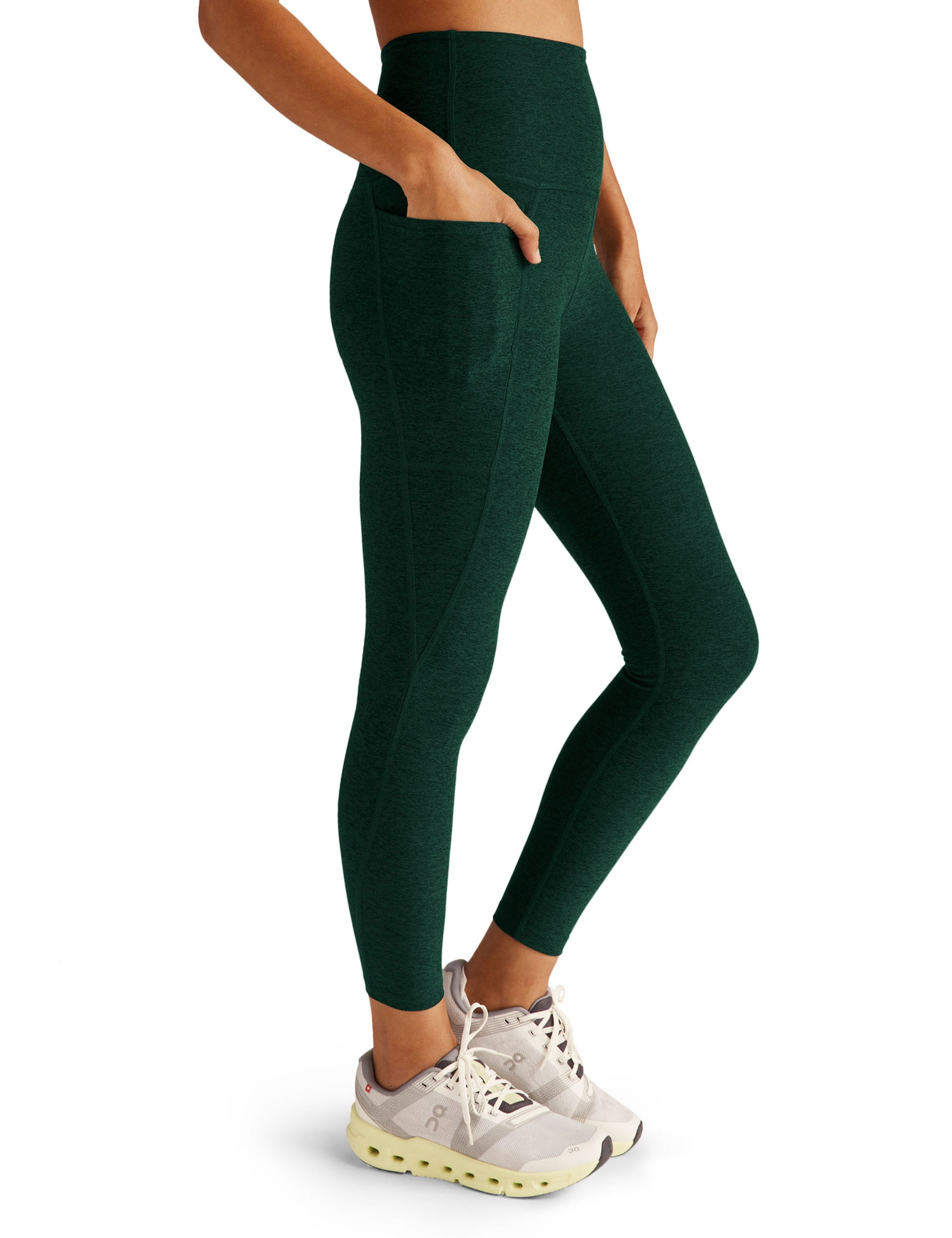 Spacedye Out of Pocket High Waisted Midi Leggings - Dark Spruce Green Heather | Yoga, Workout & Casual Wear