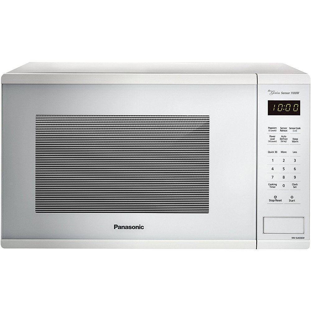 Panasonic NN-SU656W 1.3 Cu. Ft. 1100W Countertop Microwave Oven in White - Compact Space-Saving Design with 10 Power Levels - Perfect for Small Kitchens, Dorms & Office Break Rooms (Includes 2-Year CPS Protection Plan)