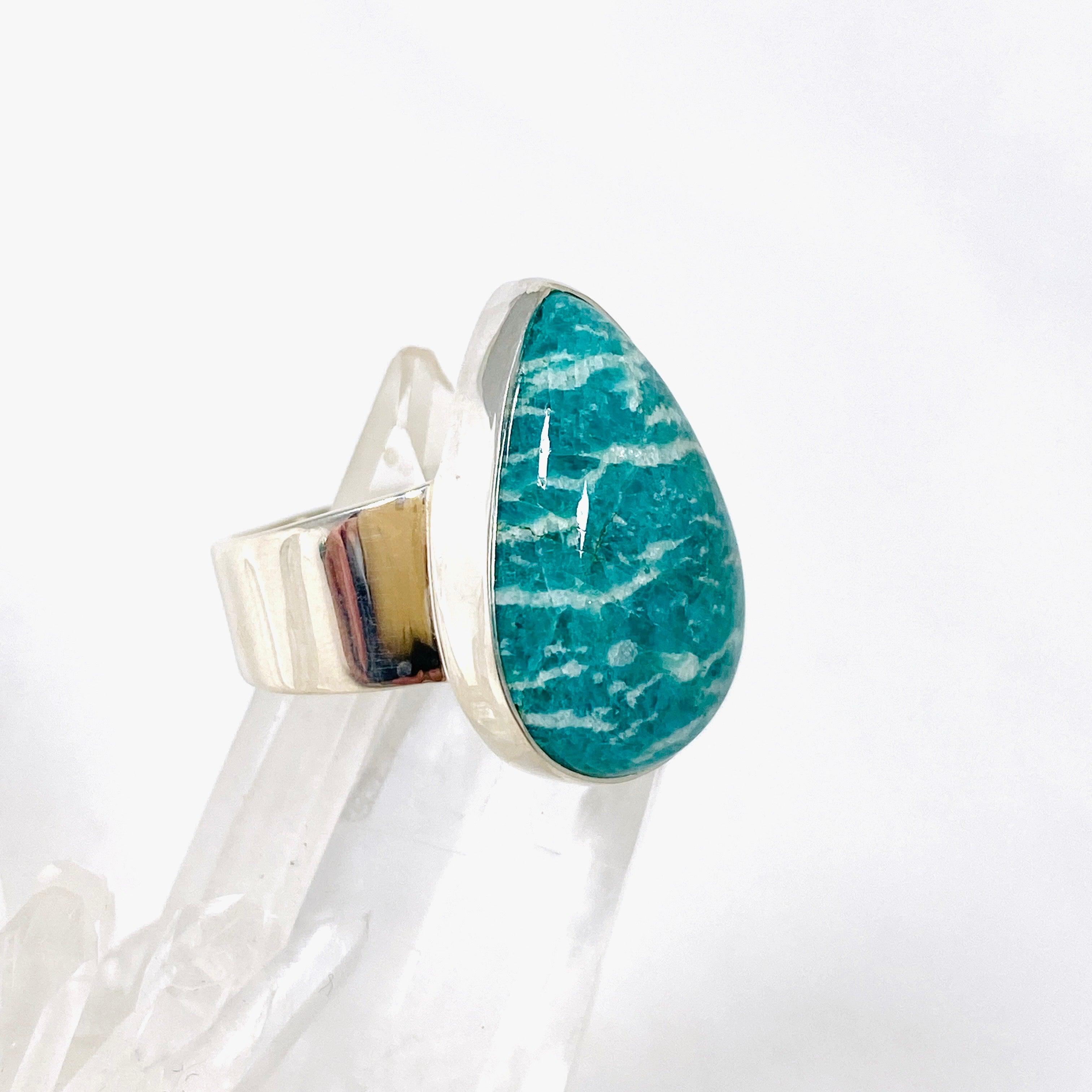 Amazonite Teardrop Ring - Sterling Silver 925, Handmade Gemstone Jewelry for Women - Perfect for Weddings, Parties & Everyday Elegance