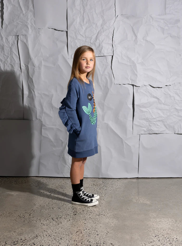 Minti Mer Cats Dress for Women - Navy Blue Cat Print Casual Summer Dress - Perfect for Beach, Vacation, and Everyday Wear