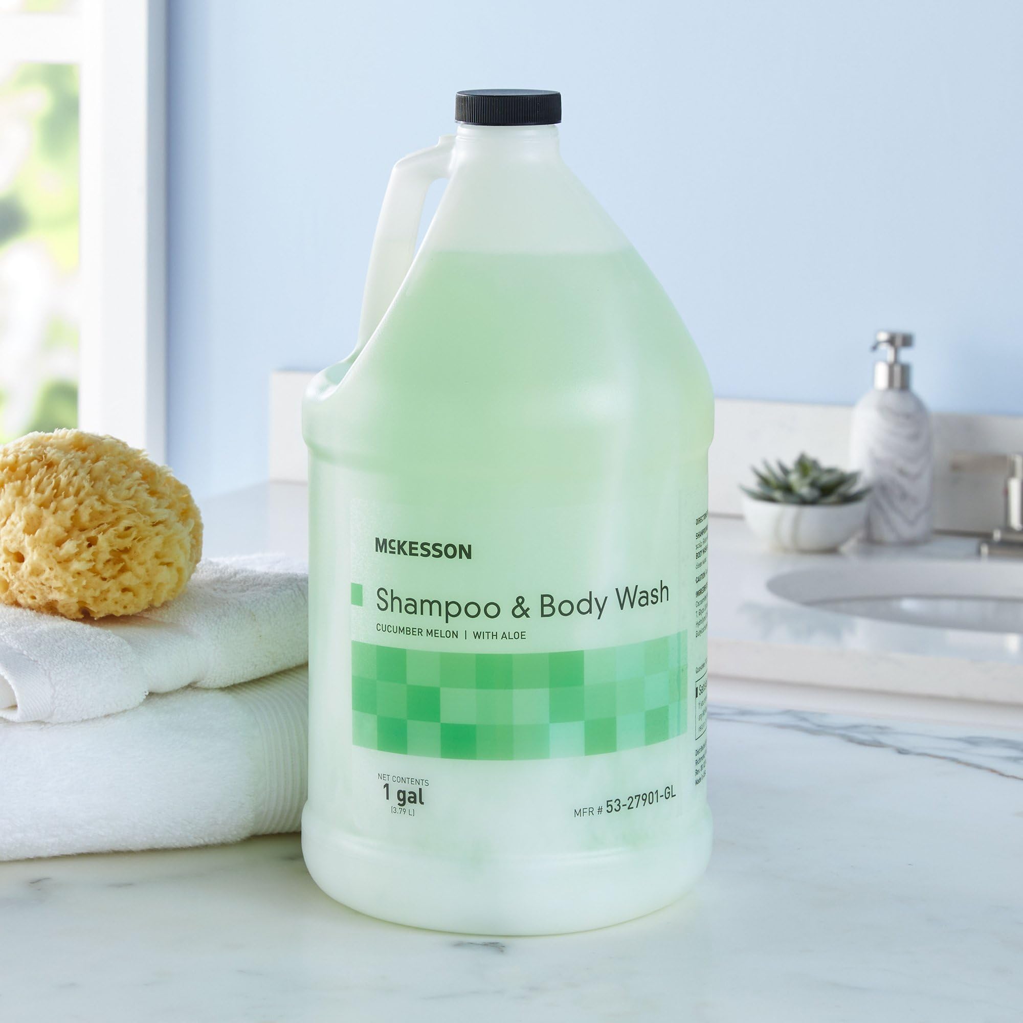 McKesson Aloe Vera Body Wash & Shampoo Combo - 1 Gallon Cucumber Melon Scent | Gentle Cleansing for Sensitive Skin | Perfect for Hospitals, Spas & Home Use