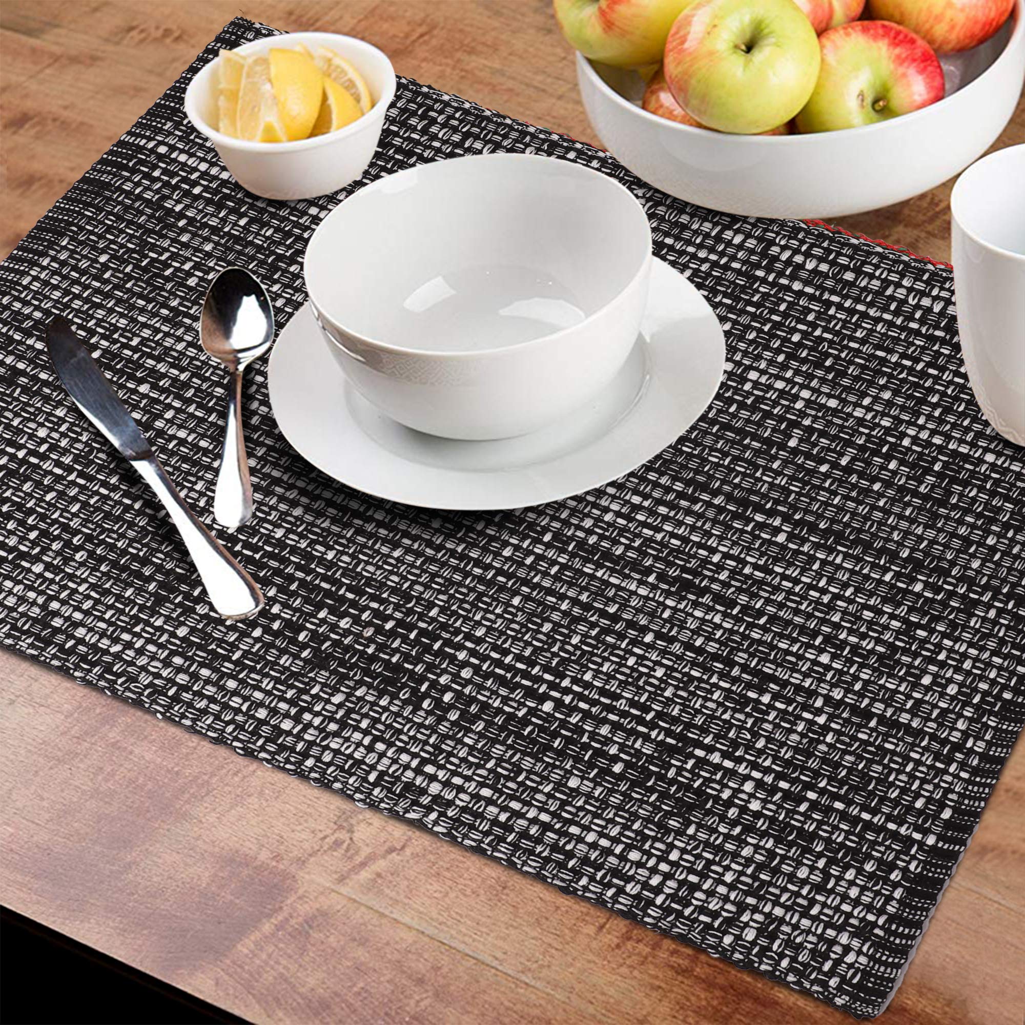 Premium 100% Cotton Two-Tone Christmas Placemats Set of 6 - 14