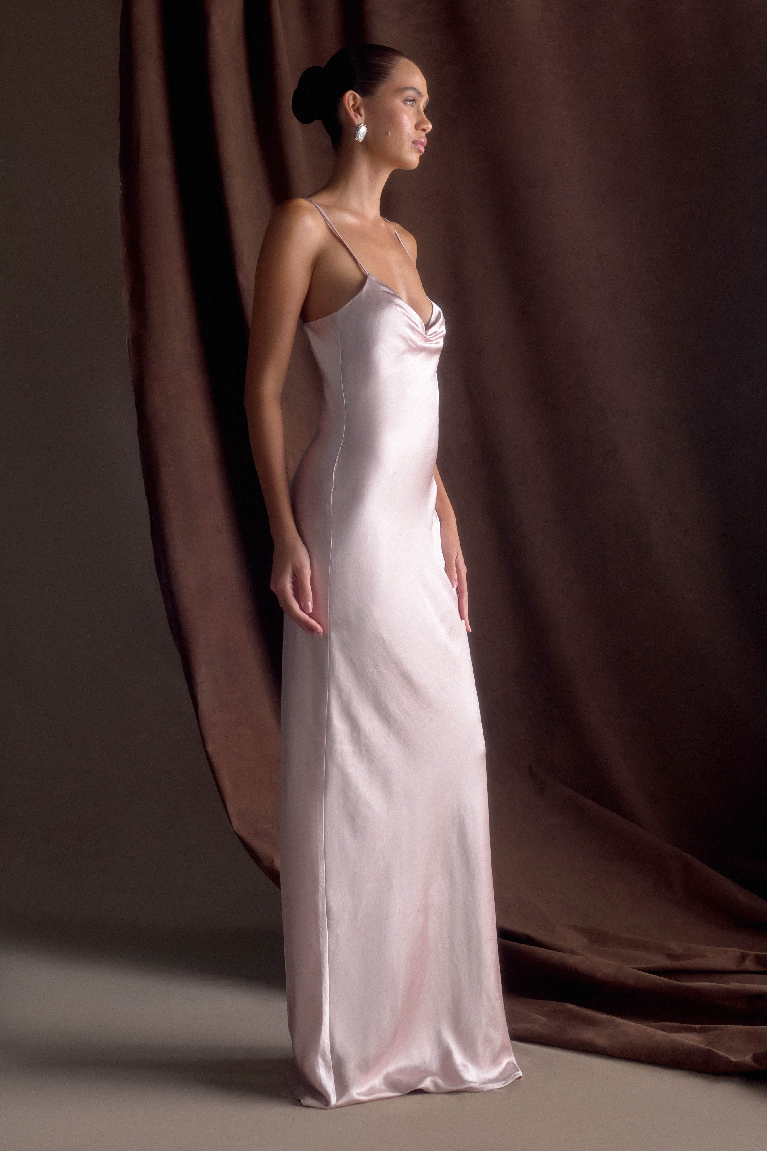 Lilly Sweetheart Satin Maxi Dress in Soft Pink - Elegant Formal Gown for Weddings, Prom & Evening Events