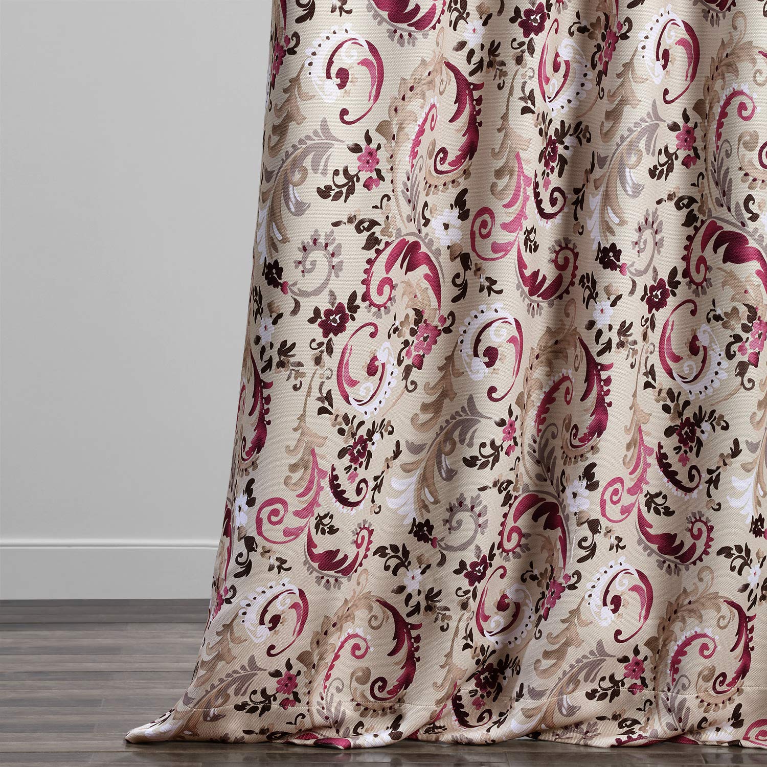 BOCH-DLN1919-108 Printed Linen Textured Curtain Panel (50x108 inches) - Sonoma Cabernet Red Wine Color | Half Price Drapes | Elegant Window Treatment for Living Room, Bedroom & Dining Room