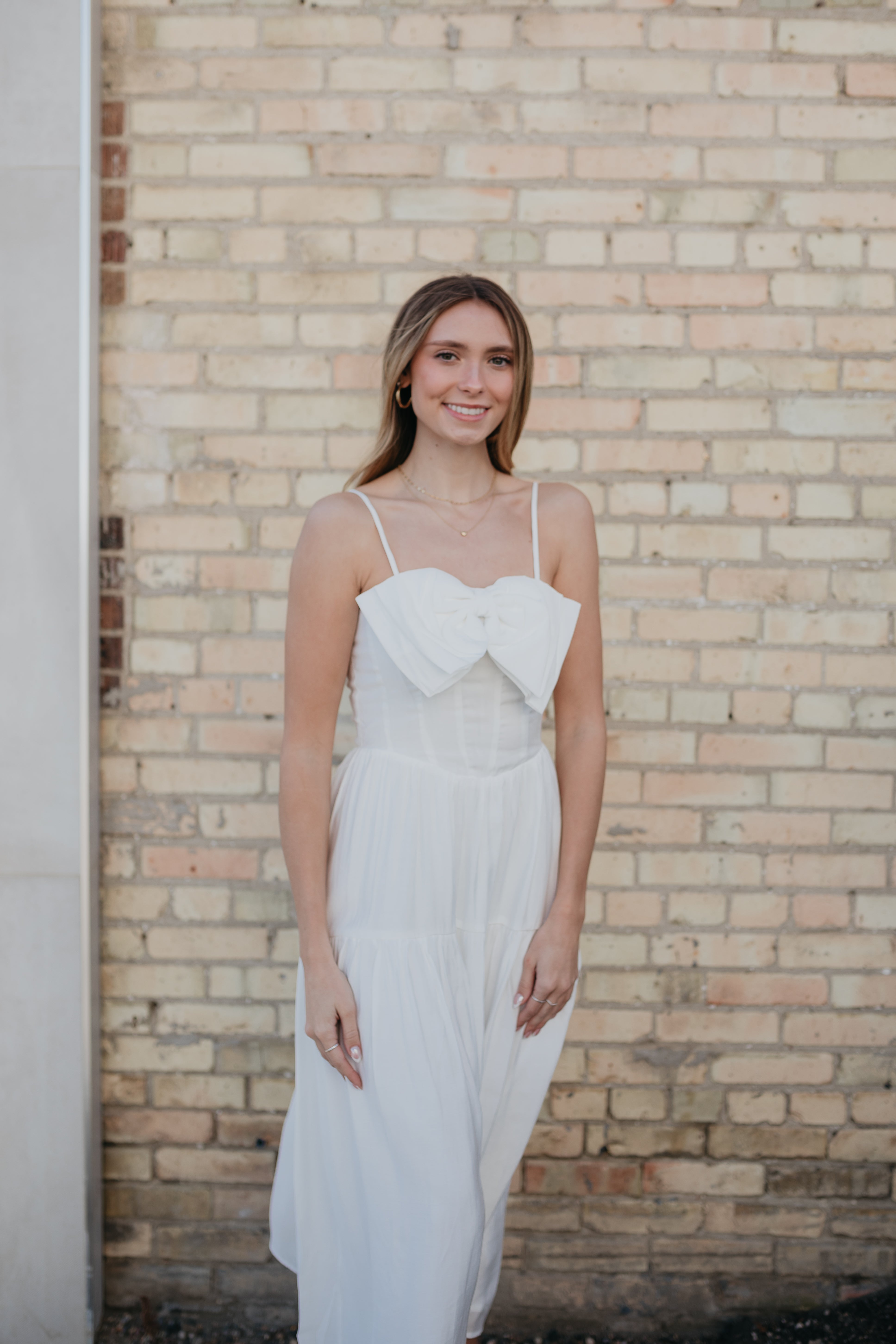 Ivory Bow Dress for Women - Elegant A-Line Formal Gown with Satin Bow Detail | Perfect for Weddings, Prom, Cocktail Parties & Special Occasions