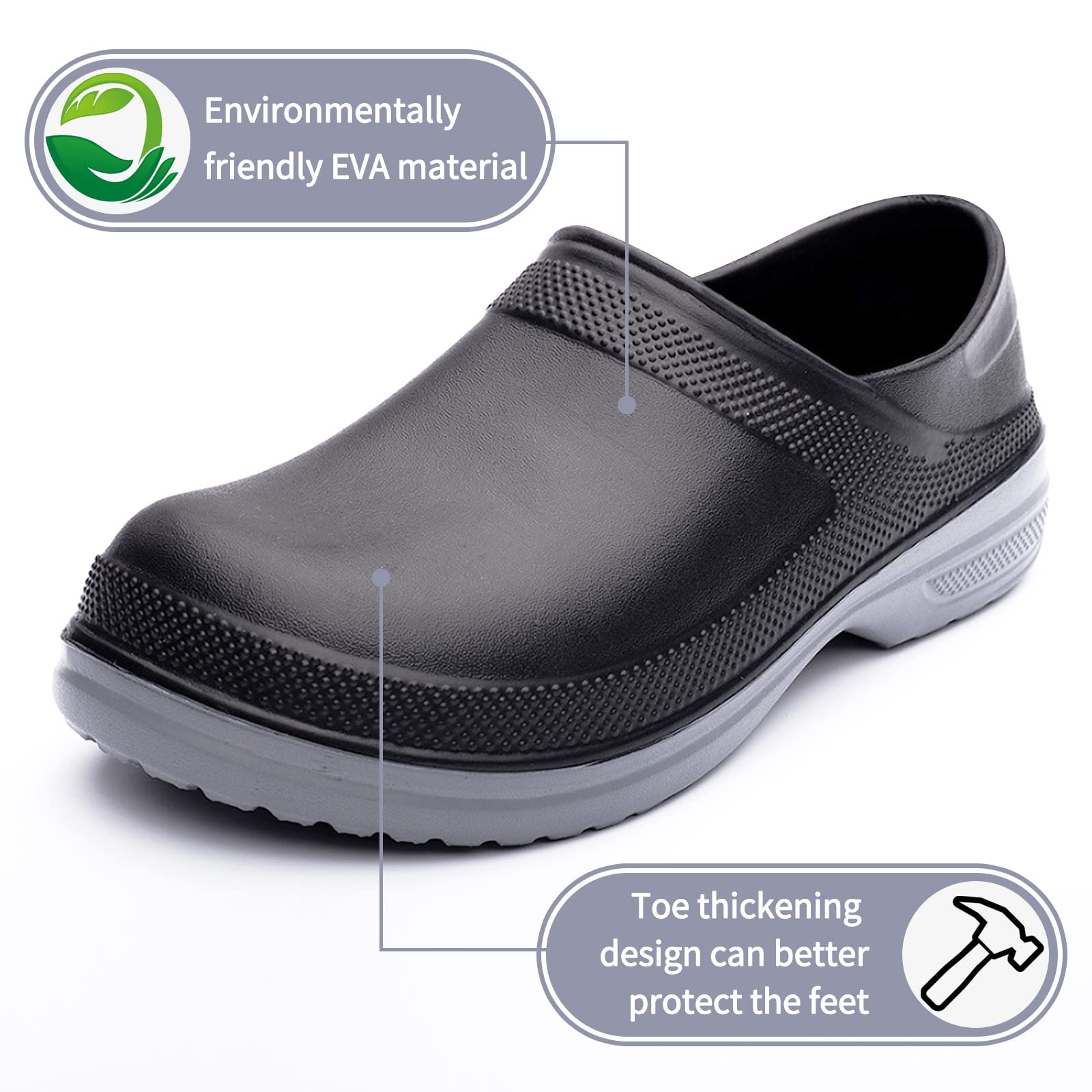 Mnplciea Professional Chef Shoes for Men - Oil Resistant, Waterproof Safety Work Shoes with Non-Slip Sole - Ideal for Nurses, Kitchen Staff & Garden Workers (Indoor/Outdoor Use)