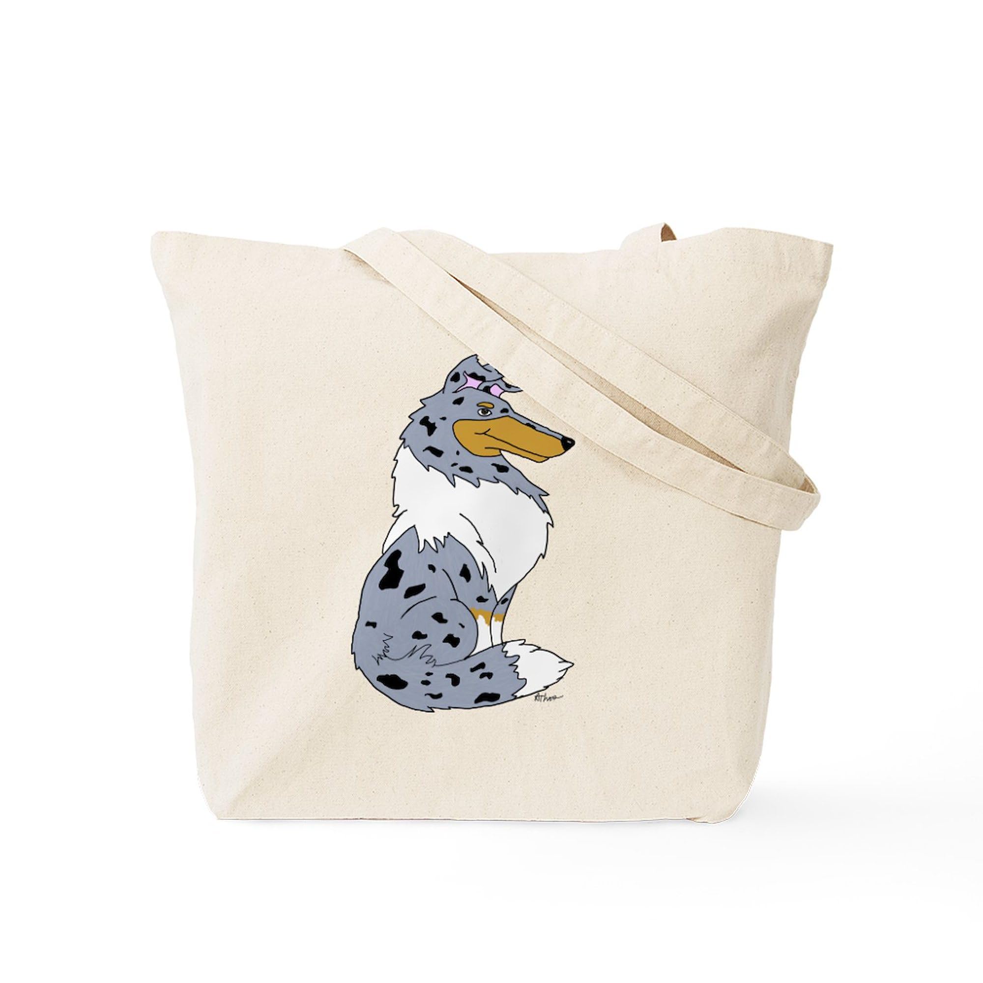 Blue Merle Rough Collie Tote Bag - Natural Canvas Reusable Shopping Bag for Groceries, Beach & Work | Durable Eco-Friendly Tote