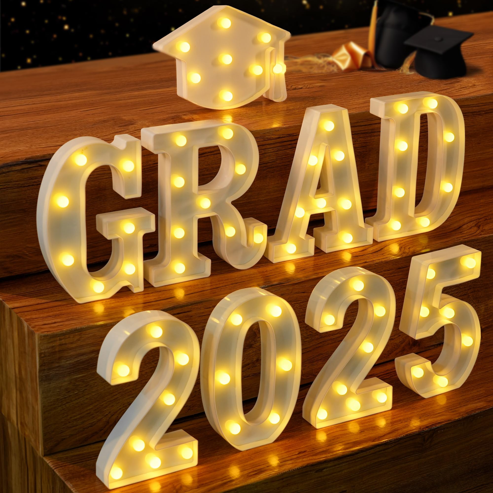 KatchOn 8.5 Inch White LED Graduation Sign - Class of 2025 Light Up Letters for Graduation Party Decorations - Perfect for High School & College Graduation Celebrations, Dorm Room Decor & Photo Backdrops