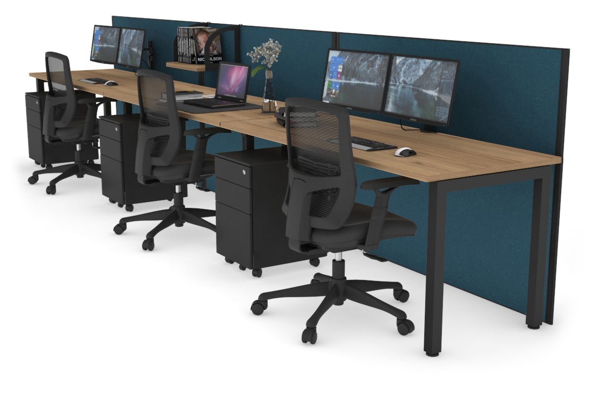 Horizon Quadro 3-Person Office Workstation with Square Legs - 1600L x 700W Dimensions - Perfect for Collaborative Workspaces & Modern Offices
