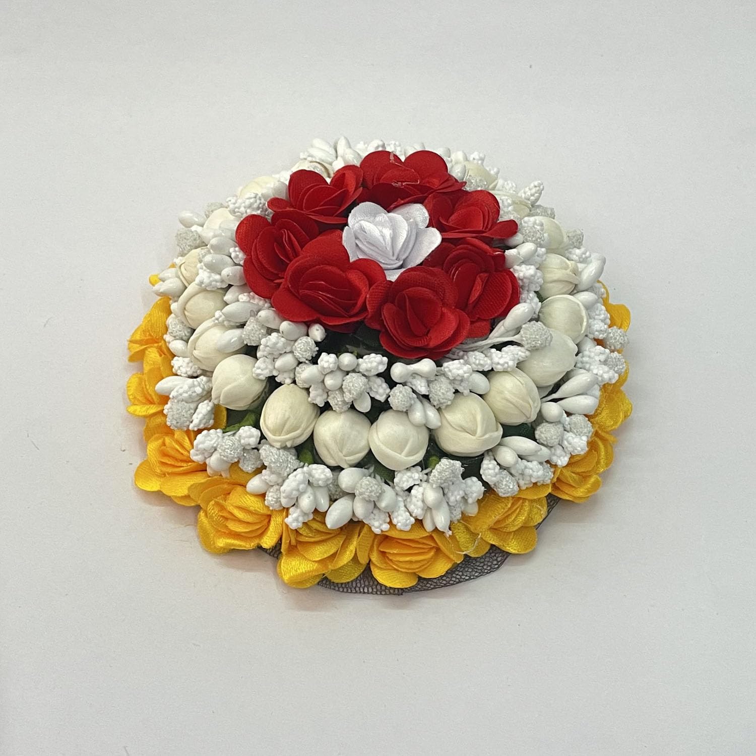 Maahal Bun Juda Maker - Floral Gajra Hair Accessories for Bridal, Women & Girls | Yellow Hair Jewelry for Weddings, Parties & Special Occasions | Pack of 1
