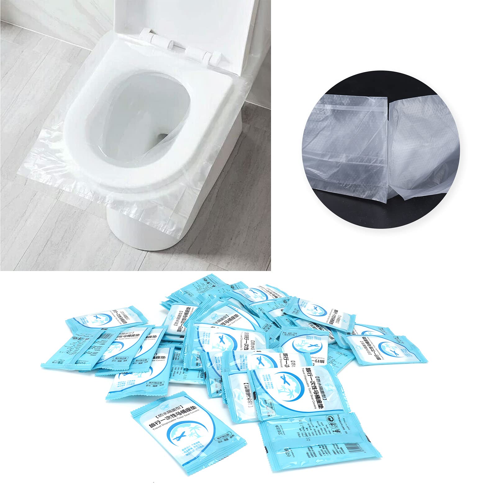 Disposable Toilet Seat Covers - Flushable & Portable Toilet Liners for Travel, Camping & Public Restrooms - Hygienic Toilet Protector Mats for Home & Office Use