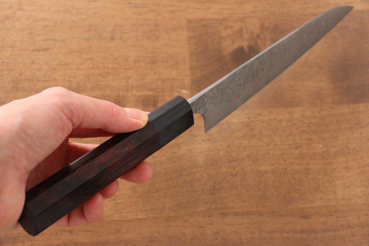 Masakage Kumo VG10 Damascus 150mm Petty Utility Knife with Exotic Shitan Wood Handle - Perfect for Precision Slicing, Fruit Cutting & Kitchen Tasks