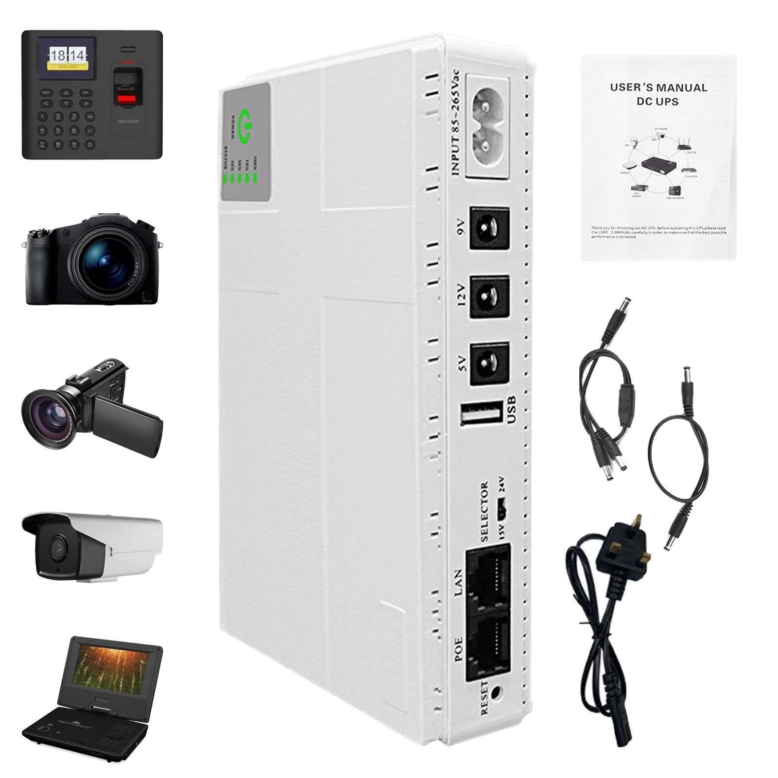 Security Camera Backup Battery - UPS Power Supply for WiFi Cameras & Modem Routers | Emergency Power Backup for Home & Office Security Systems