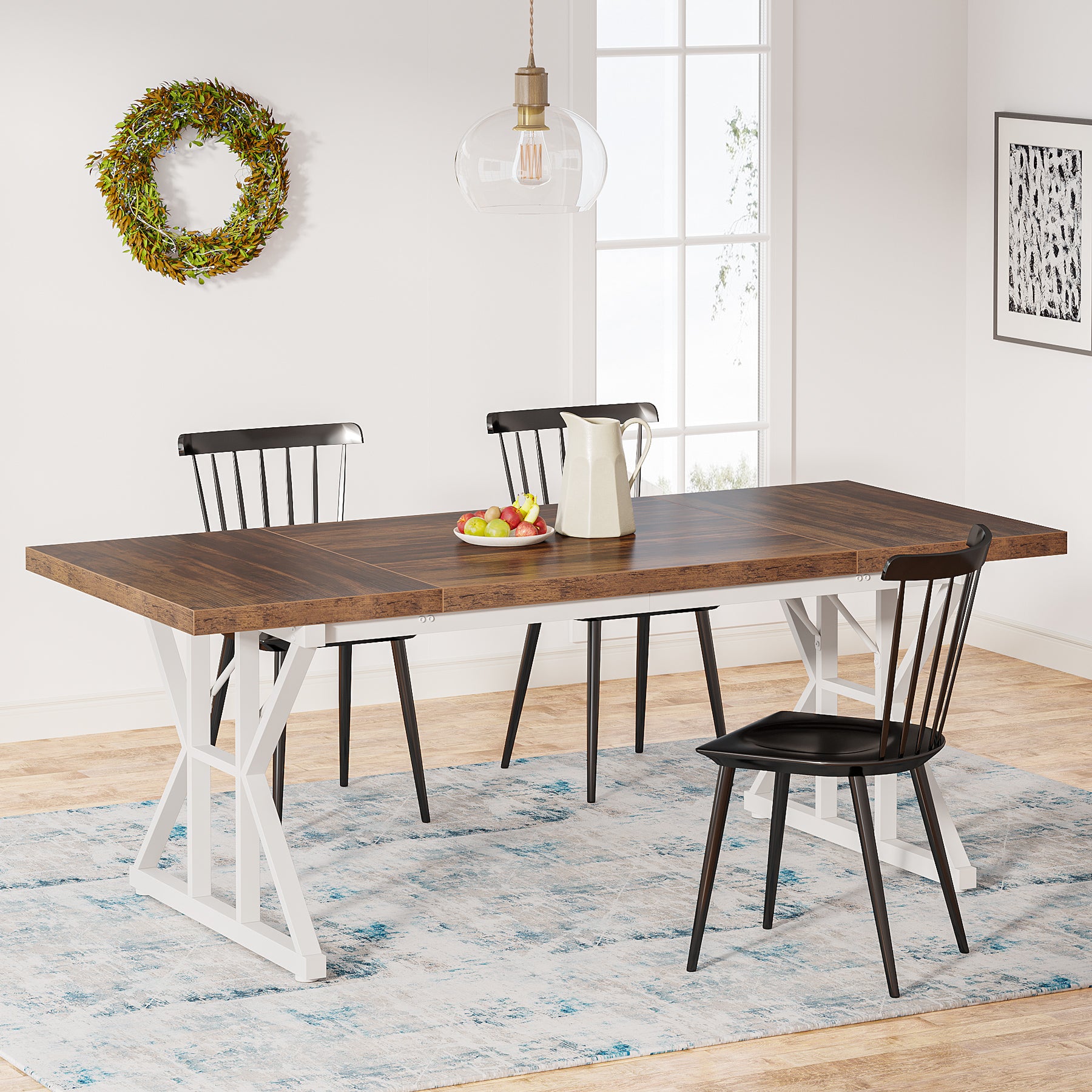 Solid Wood Farmhouse Dining Table - 70.8