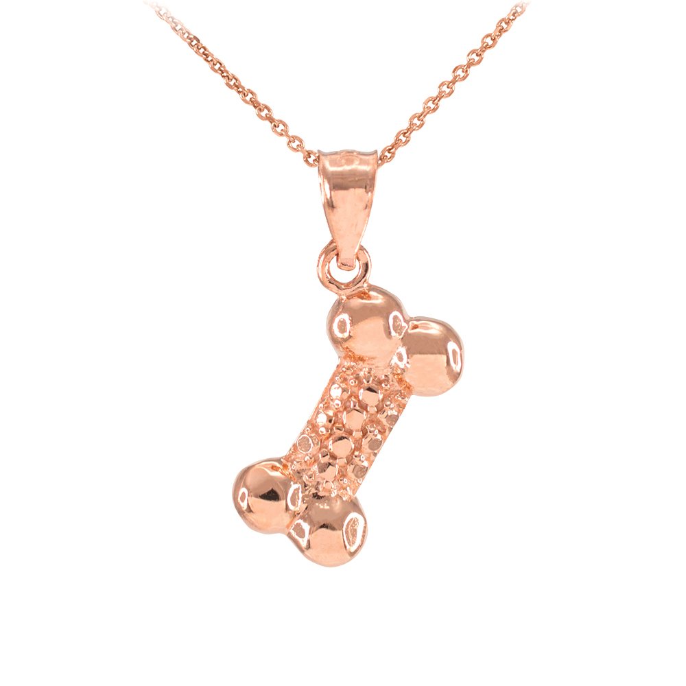 14K Rose Gold Dog Bone Pendant Necklace for Women - Dainty Pet Lover Jewelry Gift - Perfect for Dog Moms, Birthdays & Everyday Wear
