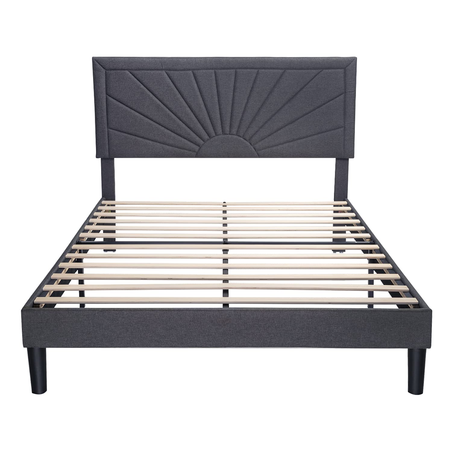 IMUsee Full Bed Frame with Wood Slat Support - Upholstered Platform Bed, No Box Spring Needed, Grey - Perfect for Modern Bedrooms & Guest Rooms