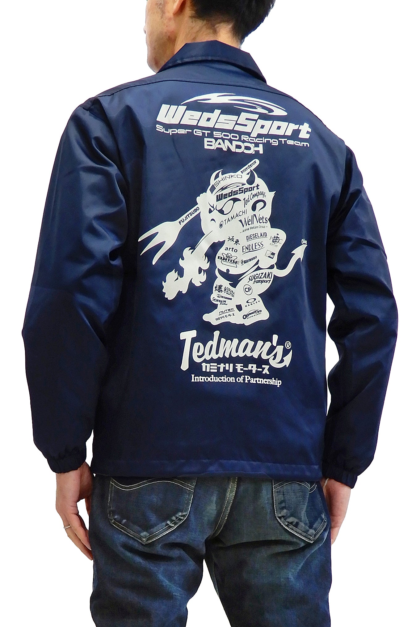 Tedman Men's Custom Printed Coaches Jacket - Nylon Windbreaker with Graphics - Navy Blue - Perfect for Outdoor Sports, Casual Wear & Team Coaching