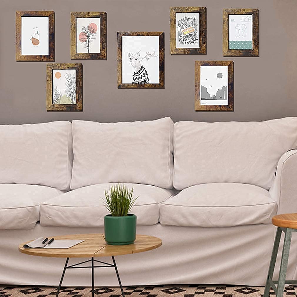 PETAFLOP Multi-Size Picture Frame Set with Mirror - Wall Mount Photo Display for Living Room, Bedroom & Office Decor