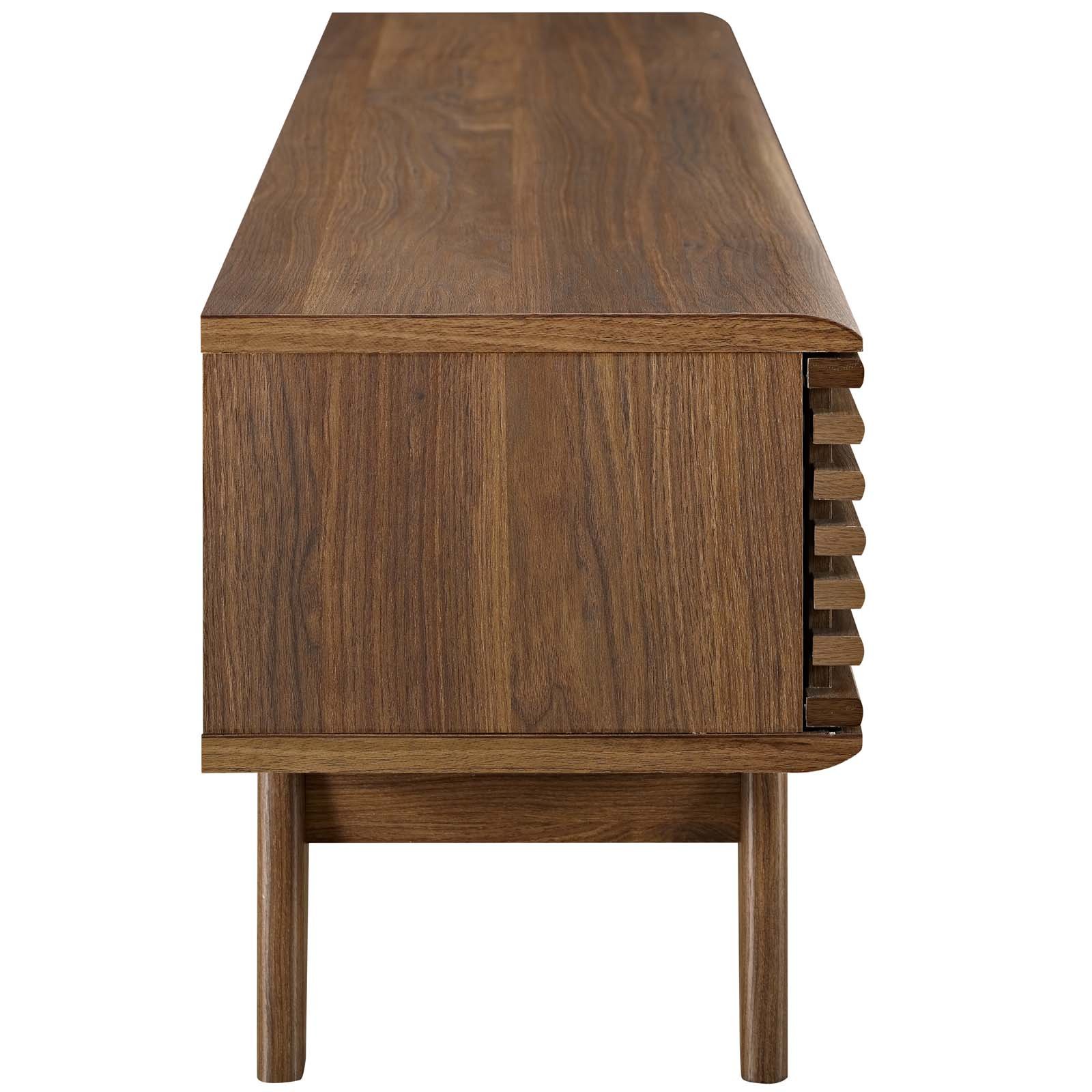 Modern Contemporary Wooden TV Stand Console Table for Living Room, Lounge, Club & Lobby - Brown Media Entertainment Center - Perfect for Home Theater Setup & Stylish Interior Decor