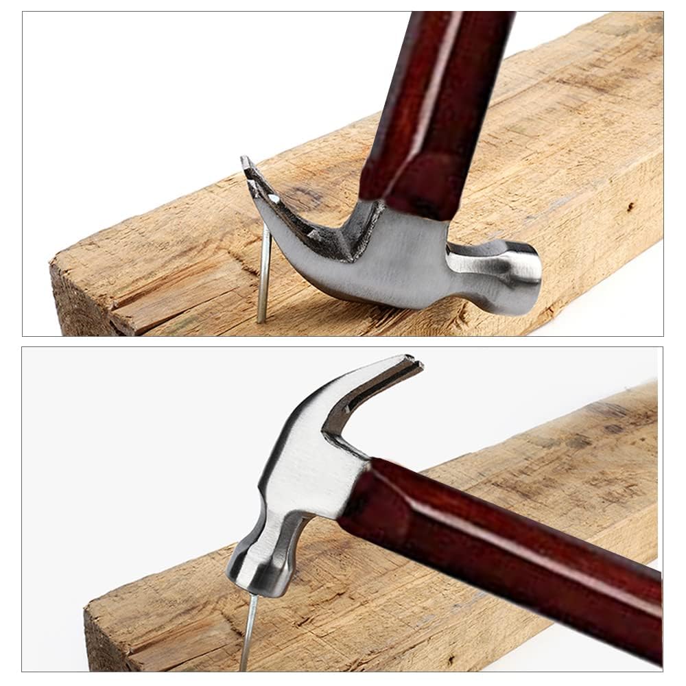 8.8oz Magnetic Anti-Slip Curved Claw Hammer with Wooden Handle - Heavy Duty Framing Tool for Carpentry, Construction & DIY Projects - Perfect for Nail Pulling, Woodworking & Home Repairs (1-Piece)