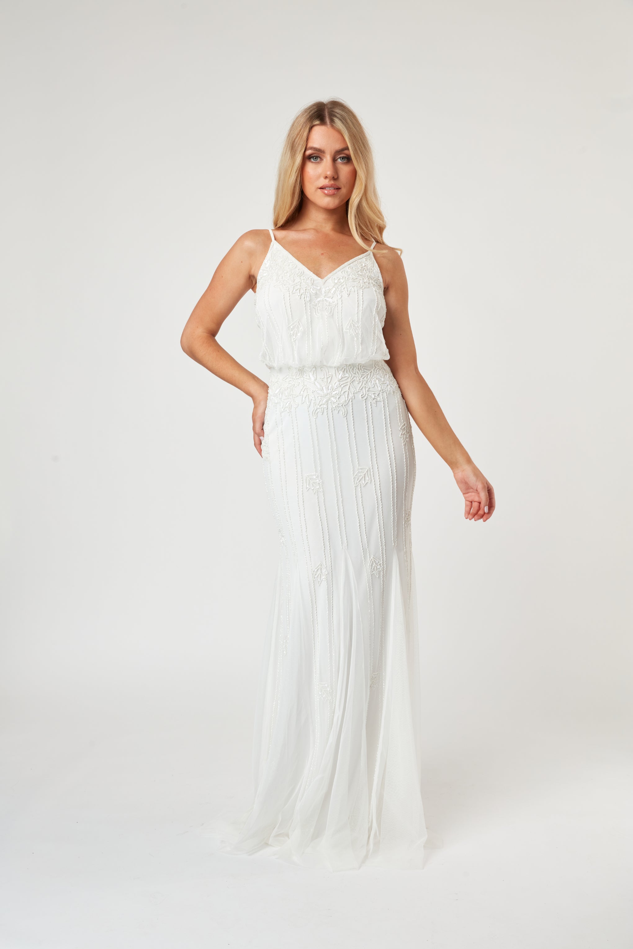 Elegant White Keeva Wedding Dress for Bride – Perfect for Church Ceremony, Beach Wedding & Formal Reception