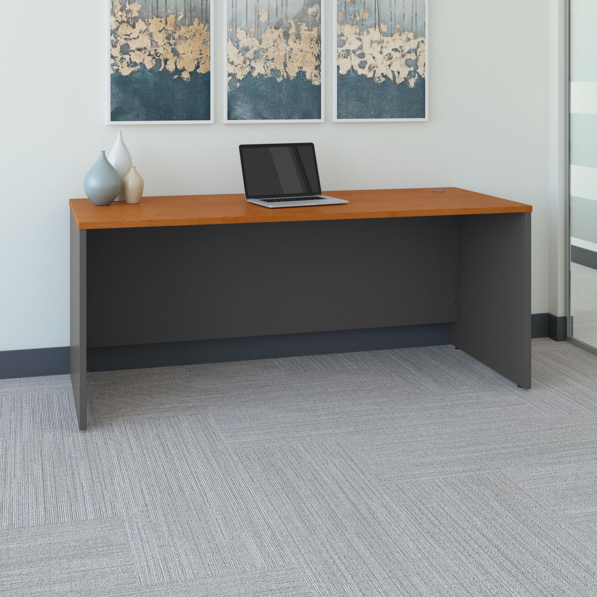 Bush Business Furniture Series C 72W Office Desk in Natural Cherry - Large Computer Desk for Home Office & Professional Workspace - Perfect for Remote Work, Study & Productivity