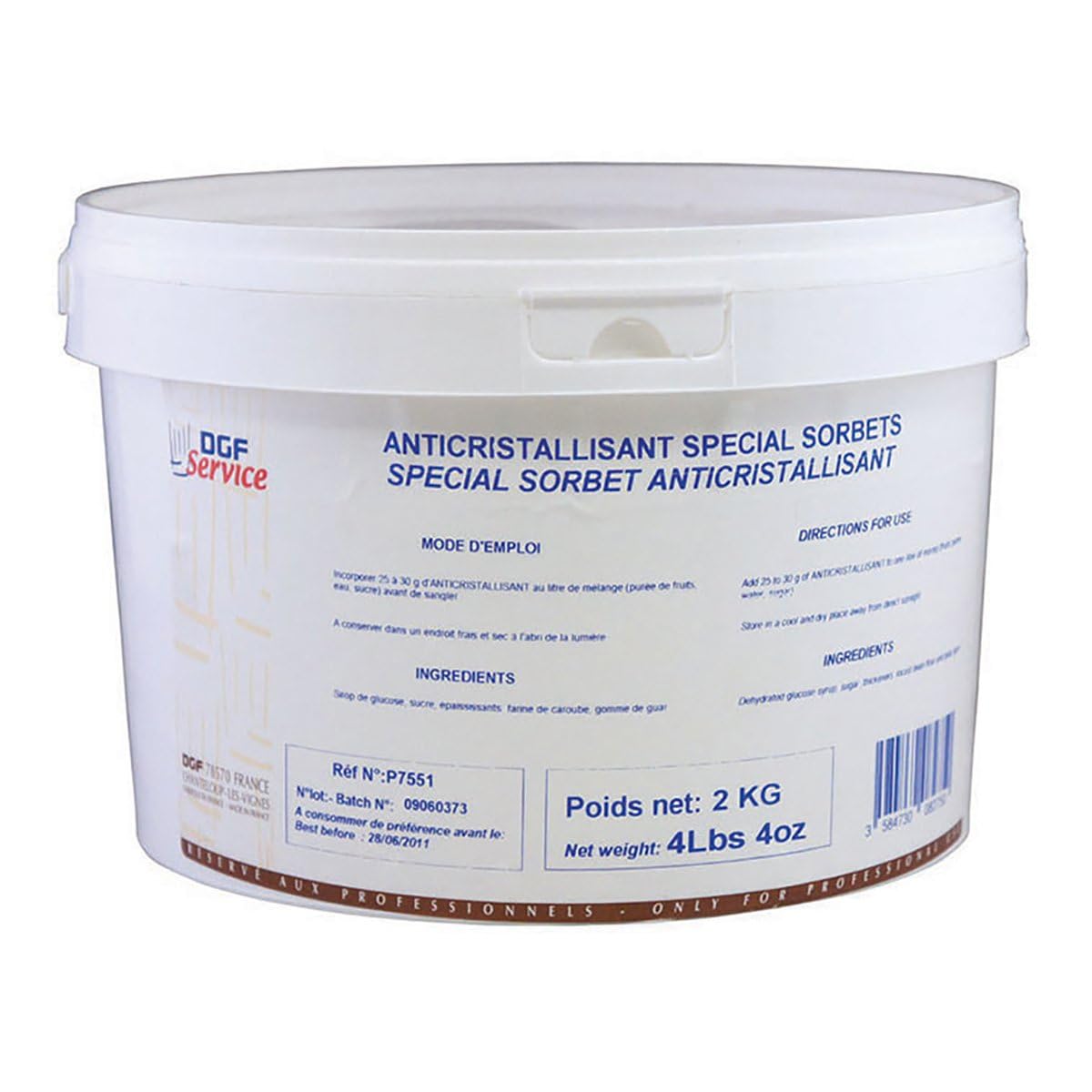 DGF Special Sorbet Anti-Crystallizing Stabilizer for Smooth Sorbet - 4.4 lb (2 kg) - Perfect for Professional Chefs, Ice Cream Shops & Home Dessert Makers