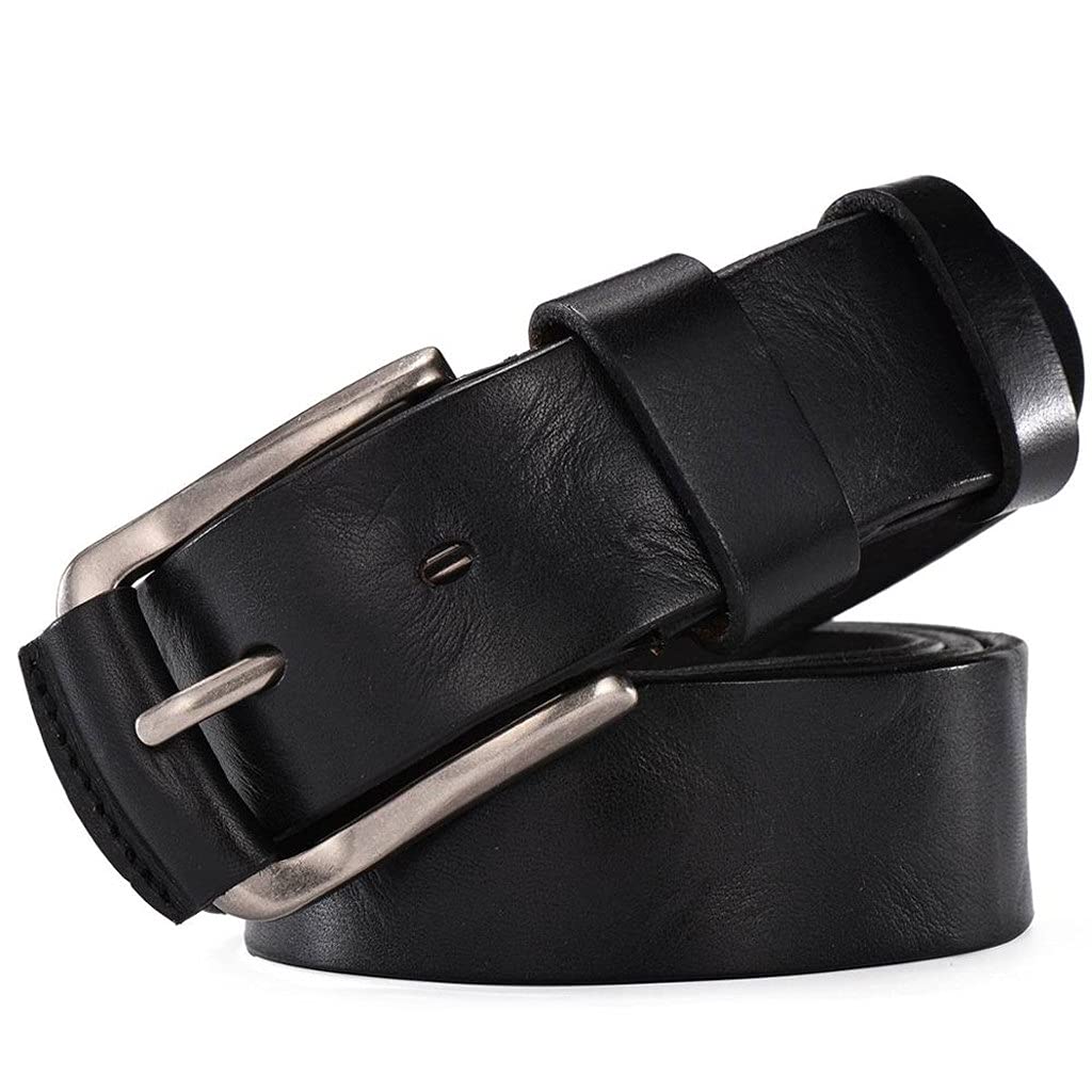 Premium Genuine Leather Belt for Men - Full Grain Leather Dress Belt with Pin Buckle - Adjustable Wide Belt for Jeans, Pants & Formal Wear - Perfect for Office, Casual & Special Occasions