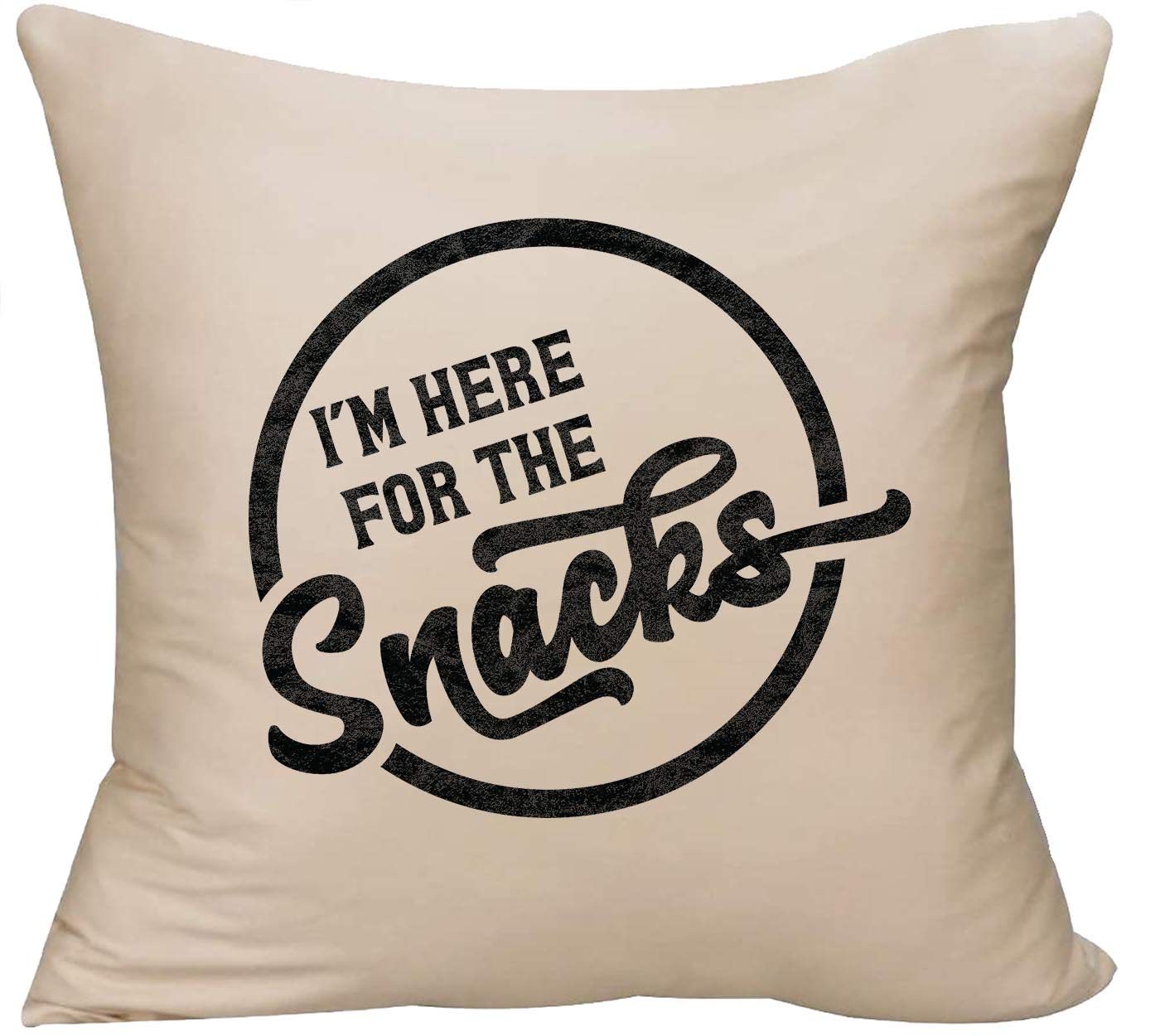 EVH Funny Snack Lover Humor Decorative Pillow Cover 18x18 Inches - Beige Couch Throw Pillow for Living Room, Bedroom & Gifts - Perfect for Movie Nights, Gaming Sessions & Relaxation