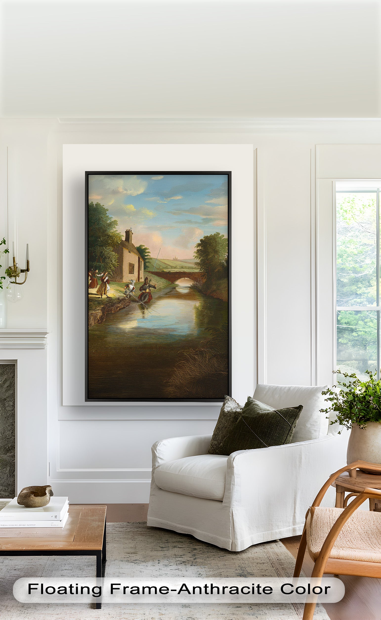 Romantic English Countryside Historic Oil Painting - A Day by the River - Perfect for Home Decor, Living Room Wall Art & Gift Ideas