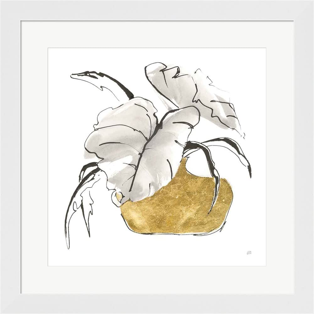 Chris Paschke Delicate Gilded Vase II Framed Art Print - 20x20 Inch White Flat Frame Wall Picture - Perfect for Living Room, Bedroom & Office Decor