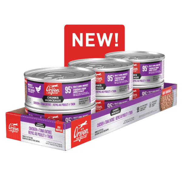 Orijen Chicken & Tuna Chunks Entrée Canned Kitten Food - Grain-Free, High-Protein Wet Cat Food for Kittens, 5.5oz - Perfect for Weaning, Growth & Picky Eaters