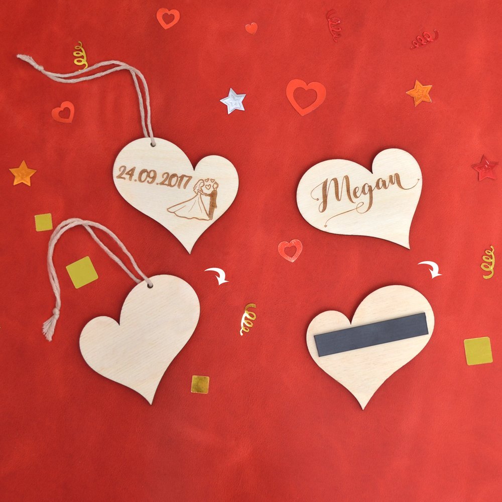 Personalized Wooden Heart Magnet Ornament - Custom Fridge Magnet for Romantic Gifts & Home Decor | Perfect for Anniversaries, Weddings & Couples