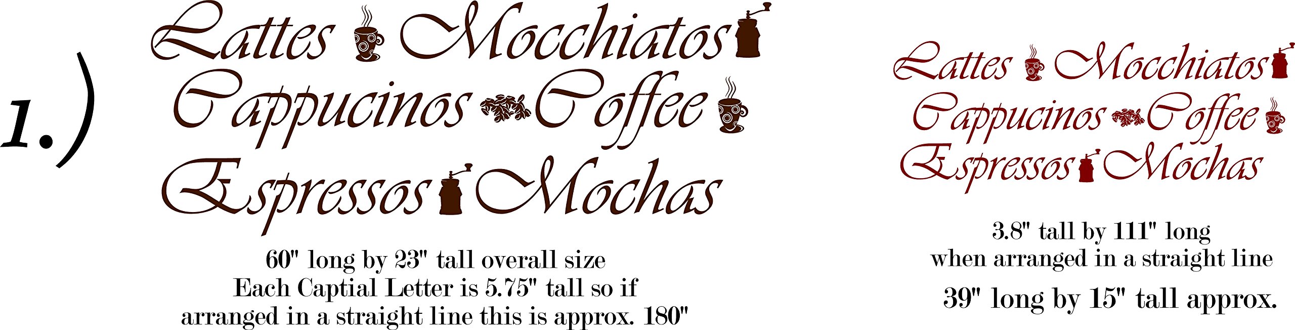 Black Coffee Latte Mocha Wall Border Decal for Kitchens & Coffee Shops - Medium 3.75