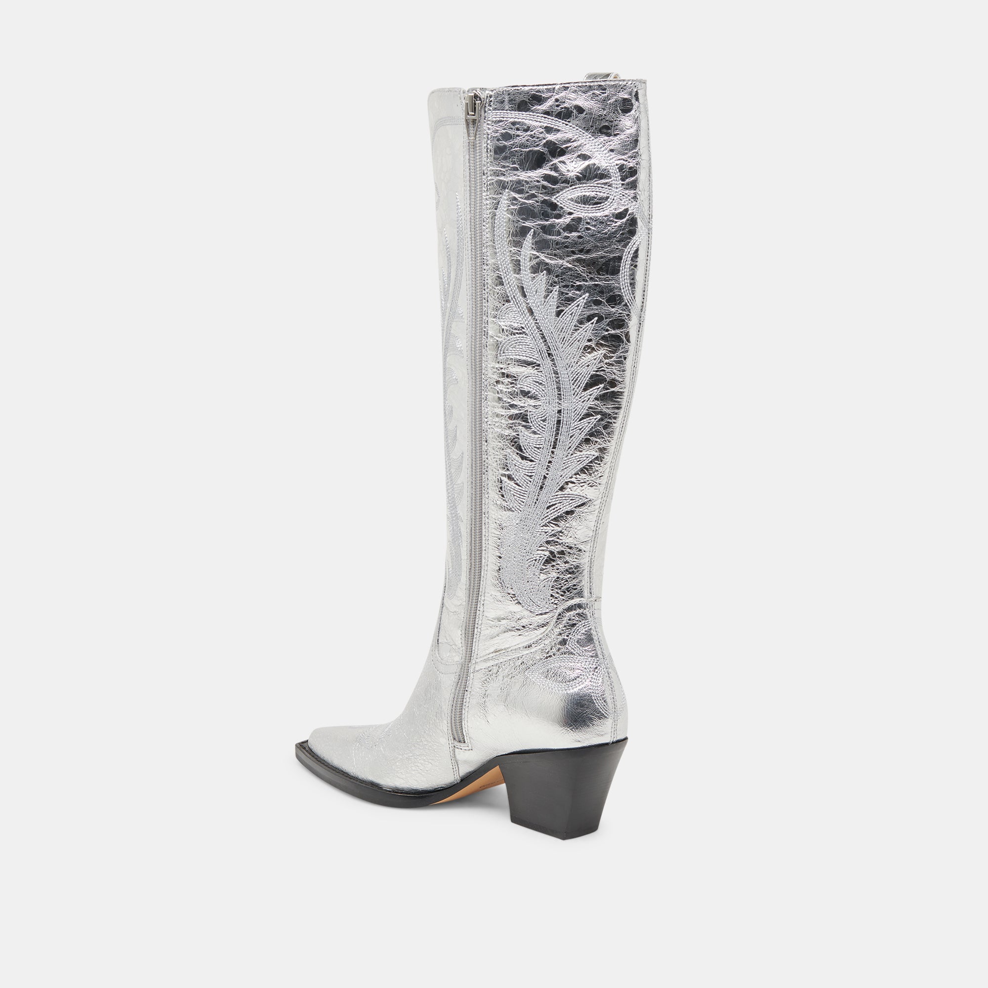 RYATT Extra Wide Calf Boots for Women - Silver Distressed Leather Ankle Boots | Comfortable & Stylish for Casual Wear, Office & Night Out