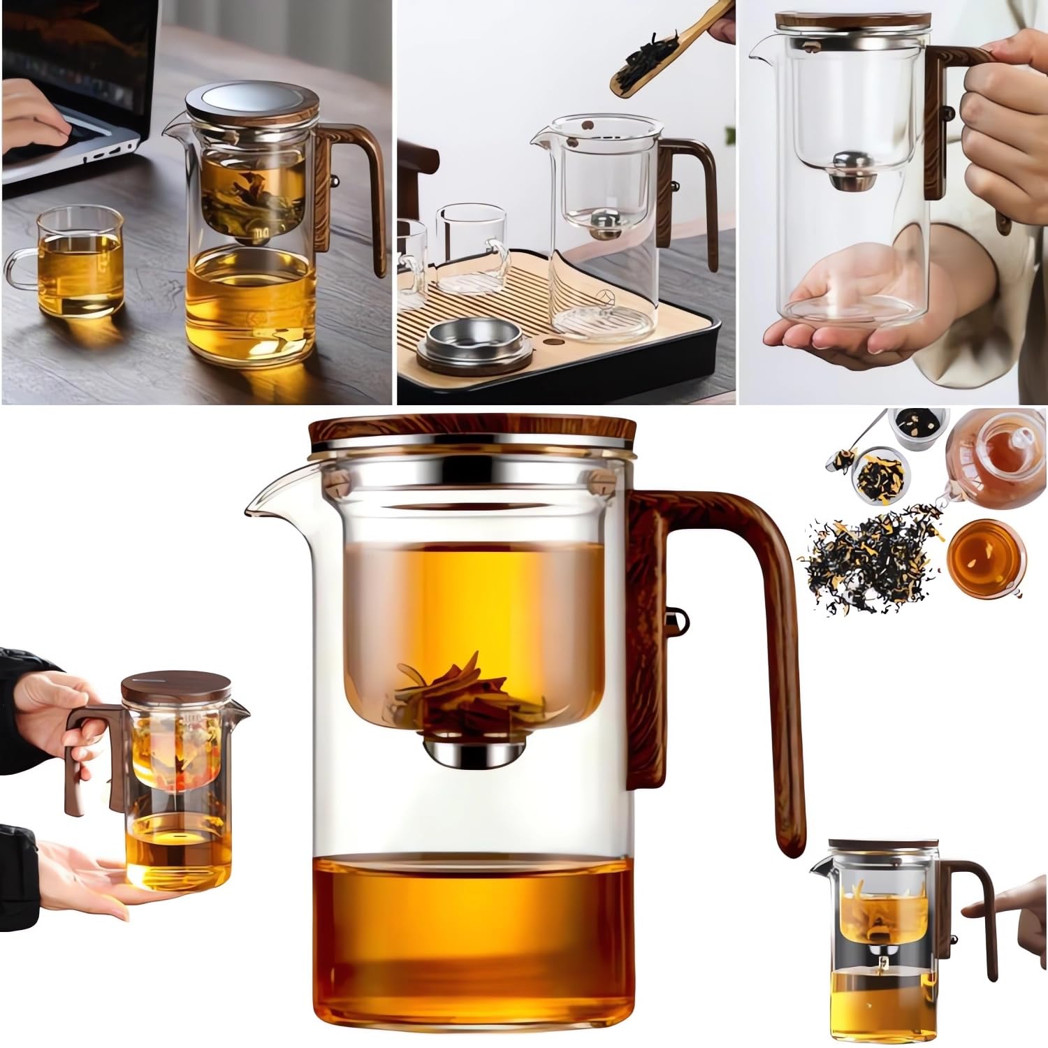Enchanti Magic Tea Pot 2-in-1 with Strainer - 17/25oz (720ml) Clear Classic Witchcraft Teapot for Tea Lovers - Perfect for Home Brewing, Tea Parties & Witchy Aesthetic Decor